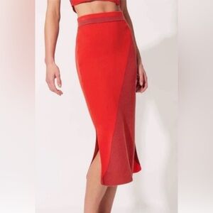 SOLID AND STRIPED red sweater skirt.  M